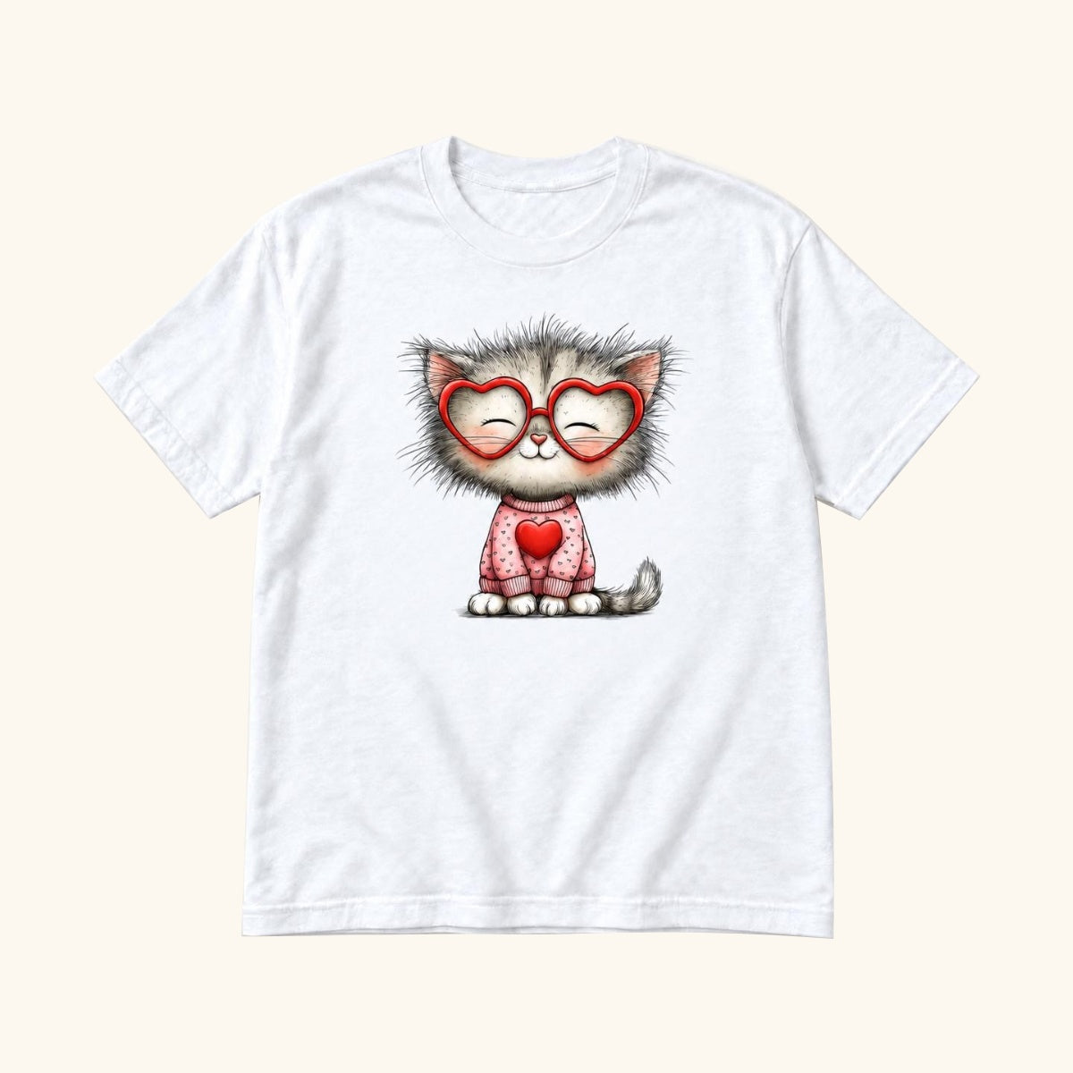 Cat Heart Glasses — garment mockup or size chart