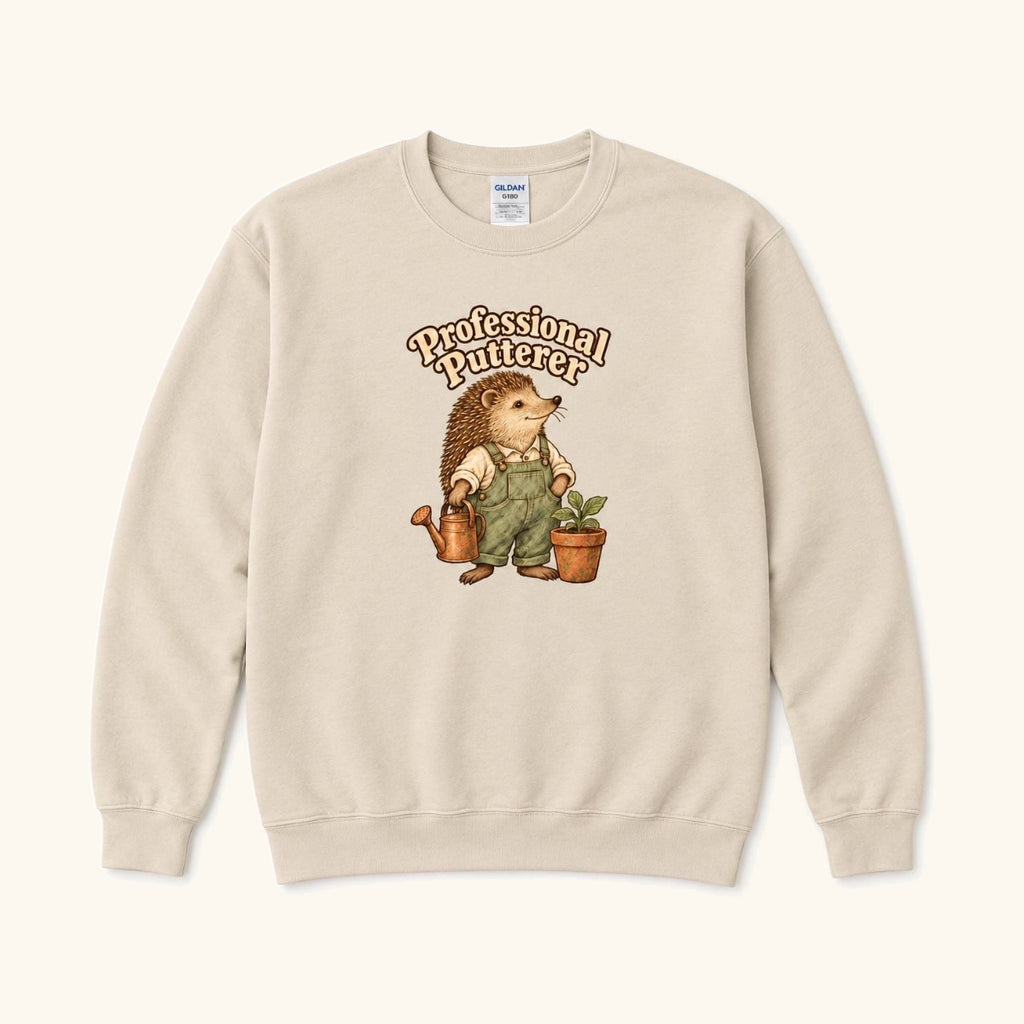 Professional Putterer Hedgehog — garment mockup or size chart