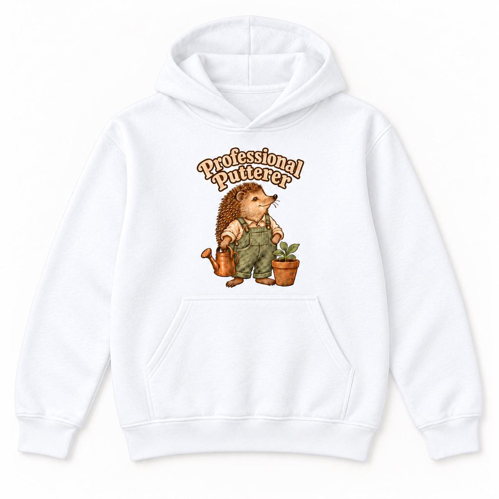 Professional Putterer Hedgehog — garment mockup or size chart