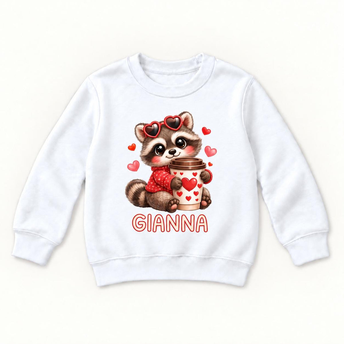 Personalized Raccoon Coffee — garment mockup or size chart
