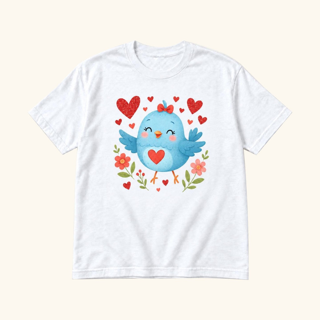 Bluebird Valentine — garment mockup or size chart