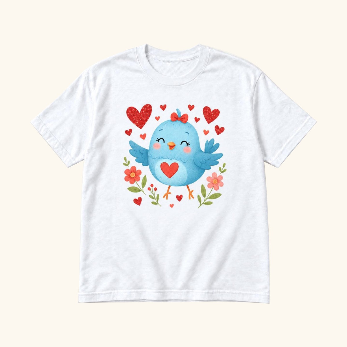 Bluebird Valentine — garment mockup or size chart