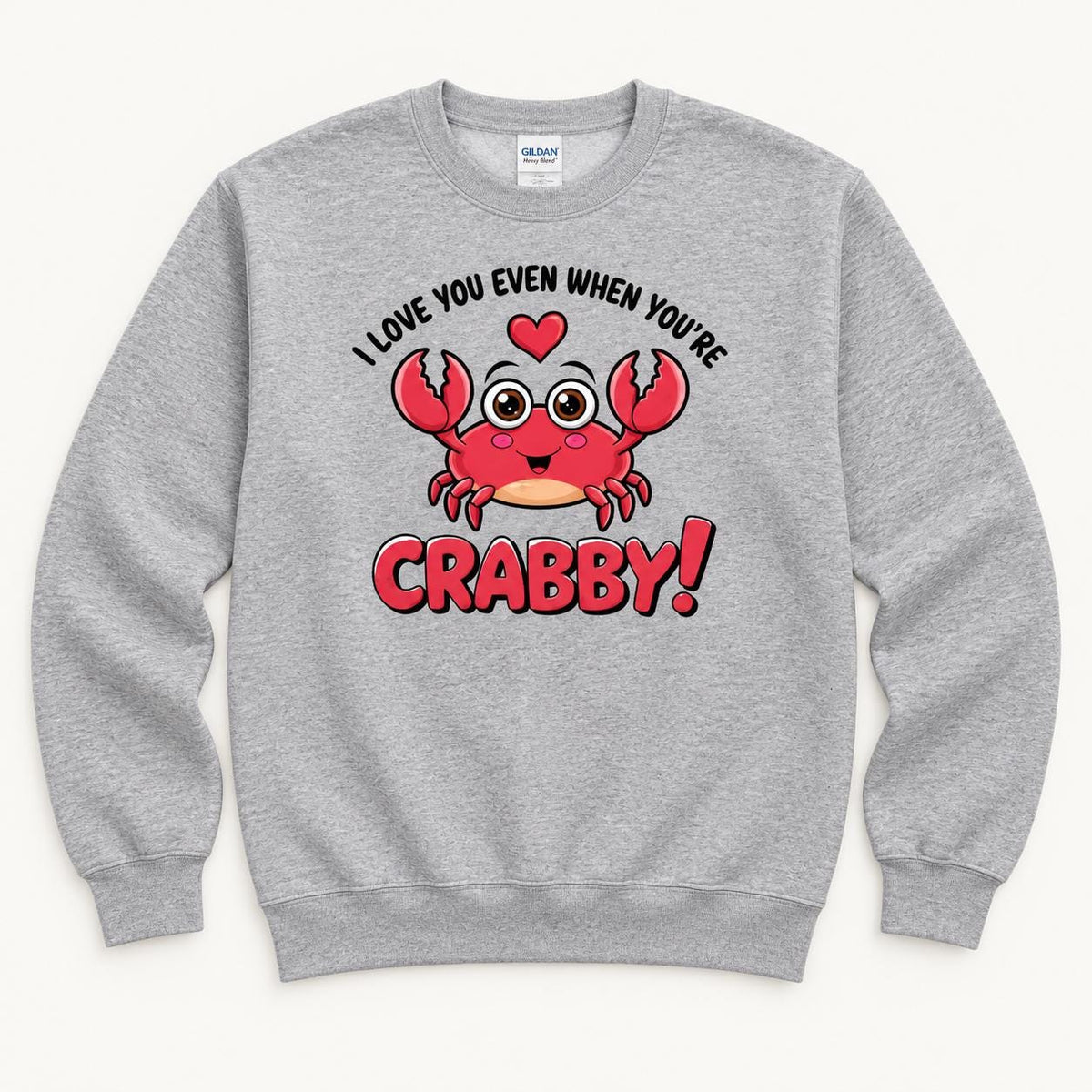 I Love You Even When You’re Crabby — garment mockup or size chart