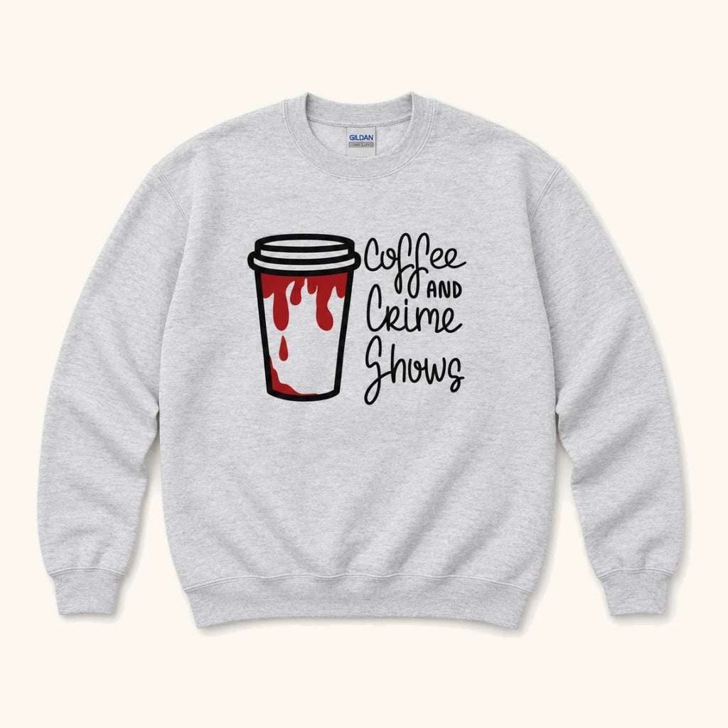 Coffee and Crime Shows — garment mockup or size chart
