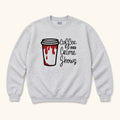 Coffee and Crime Shows — garment mockup or size chart