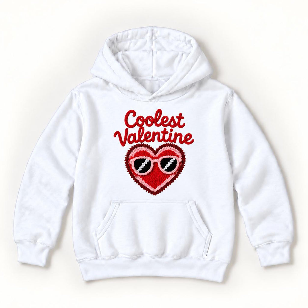 Coolest Valentine — Red Heart with Pink Sunglasses — garment mockup or size chart