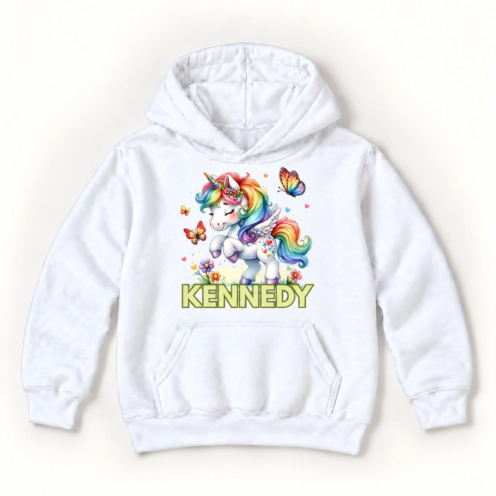 Personalized Unicorn — Rainbow Unicorn with Butterflies — garment mockup or size chart