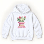 Personalized Cactus — Smiling Cactus with Pink Flowers and Hearts — garment mockup or size chart