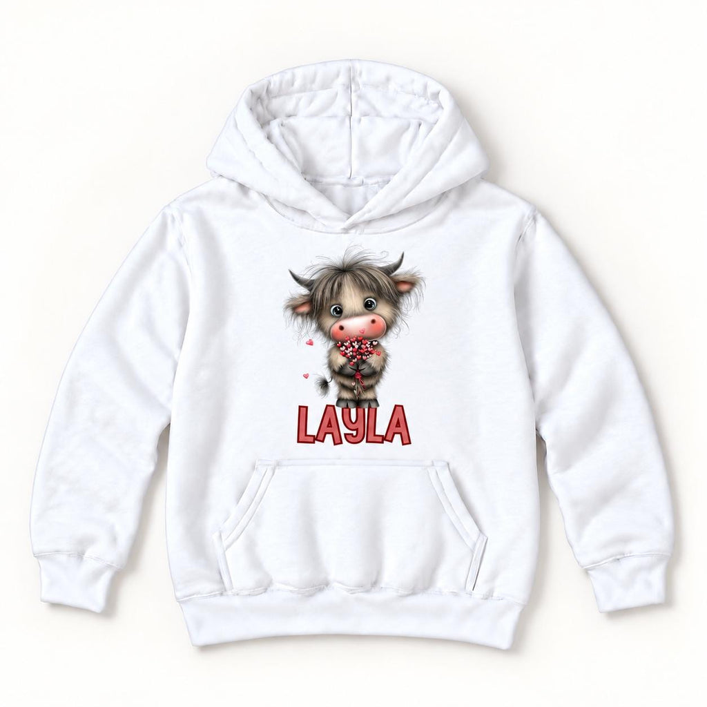 Personalized Highland Cow — Flower Bouquet Calf — garment mockup or size chart