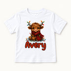 Personalized Christmas Highland Cow — garment mockup or size chart