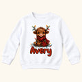 Personalized Christmas Highland Cow — garment mockup or size chart
