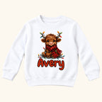 Personalized Christmas Highland Cow — garment mockup or size chart