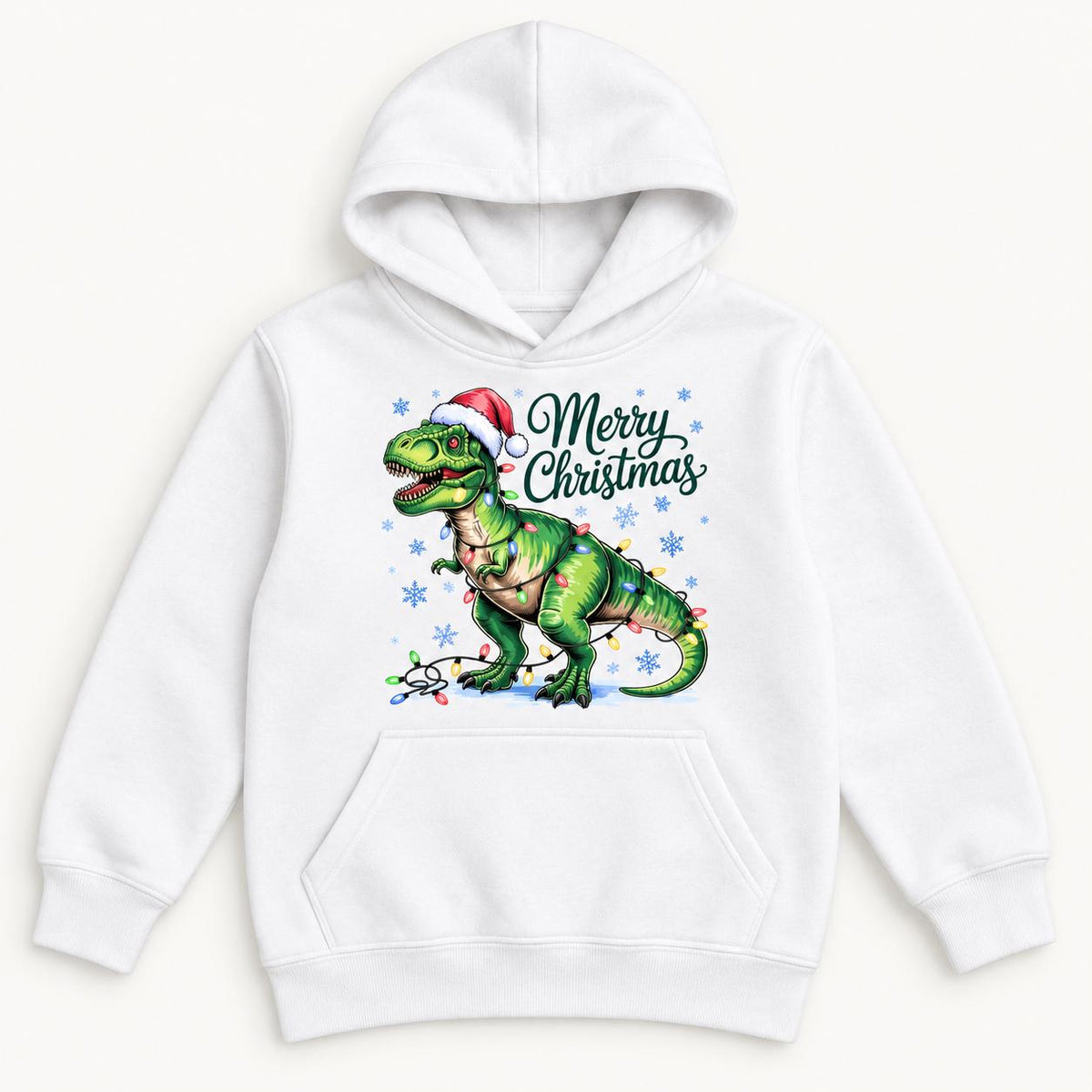 Merry Christmas Dinosaur — garment mockup or size chart