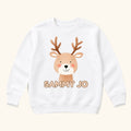 Personalized Reindeer Face — garment mockup or size chart