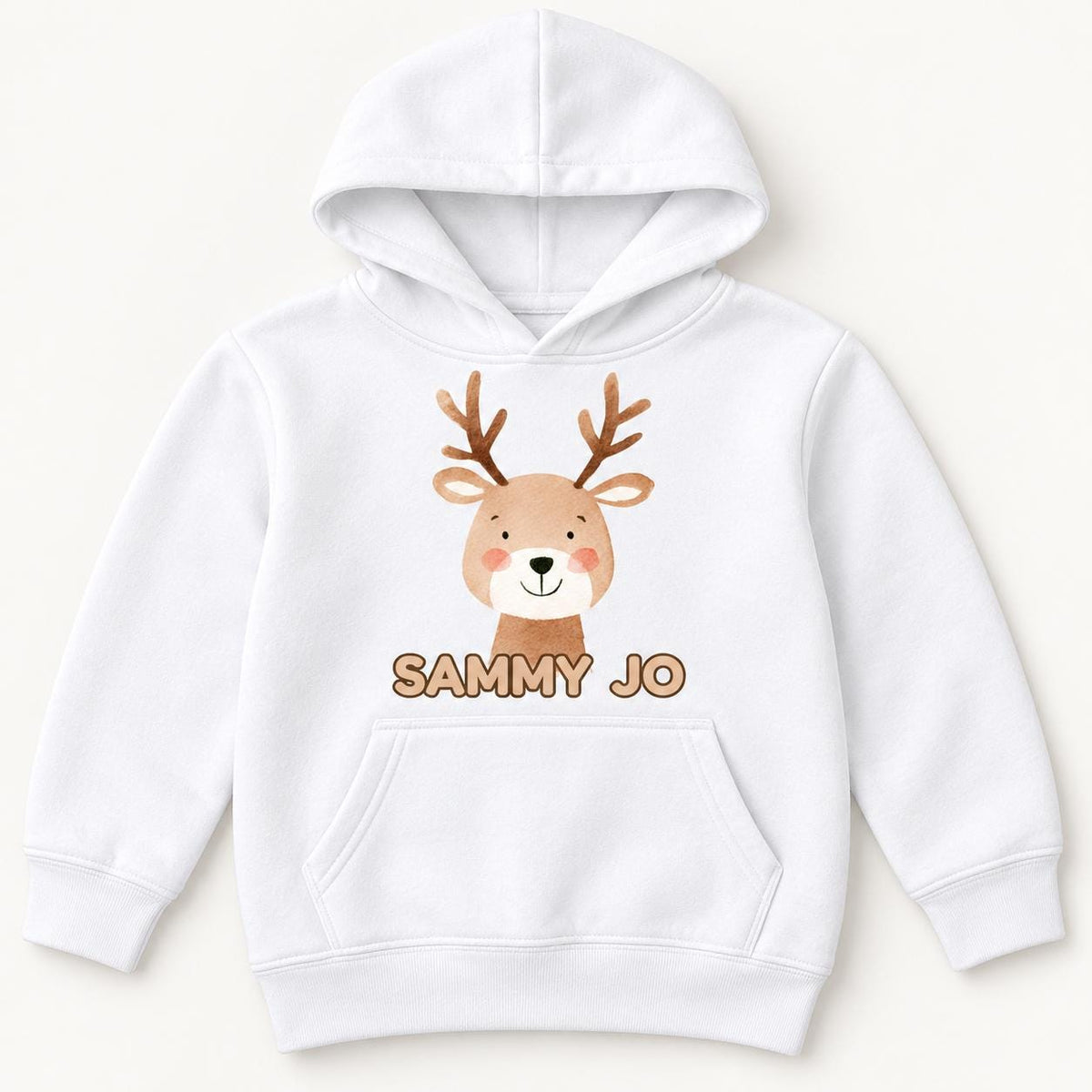 Personalized Reindeer Face — garment mockup or size chart