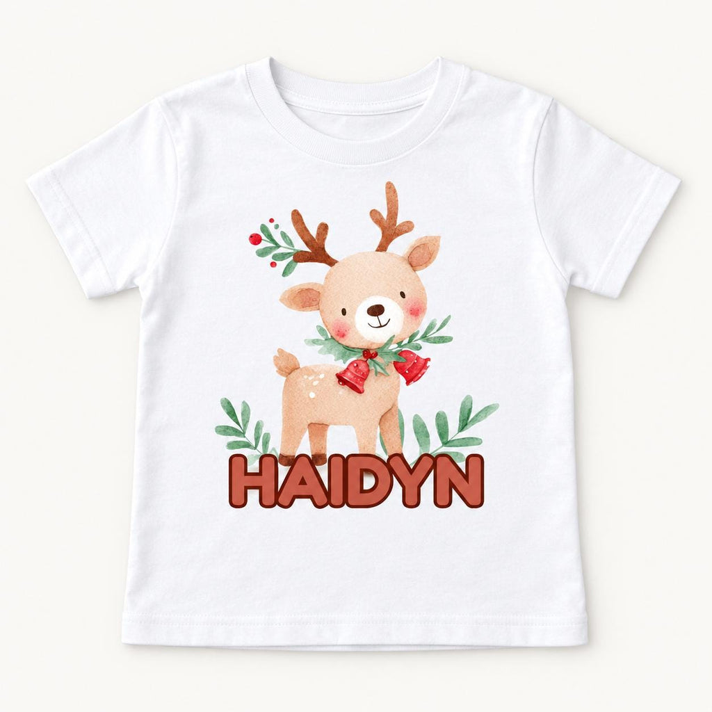 Personalized Christmas Reindeer — garment mockup or size chart