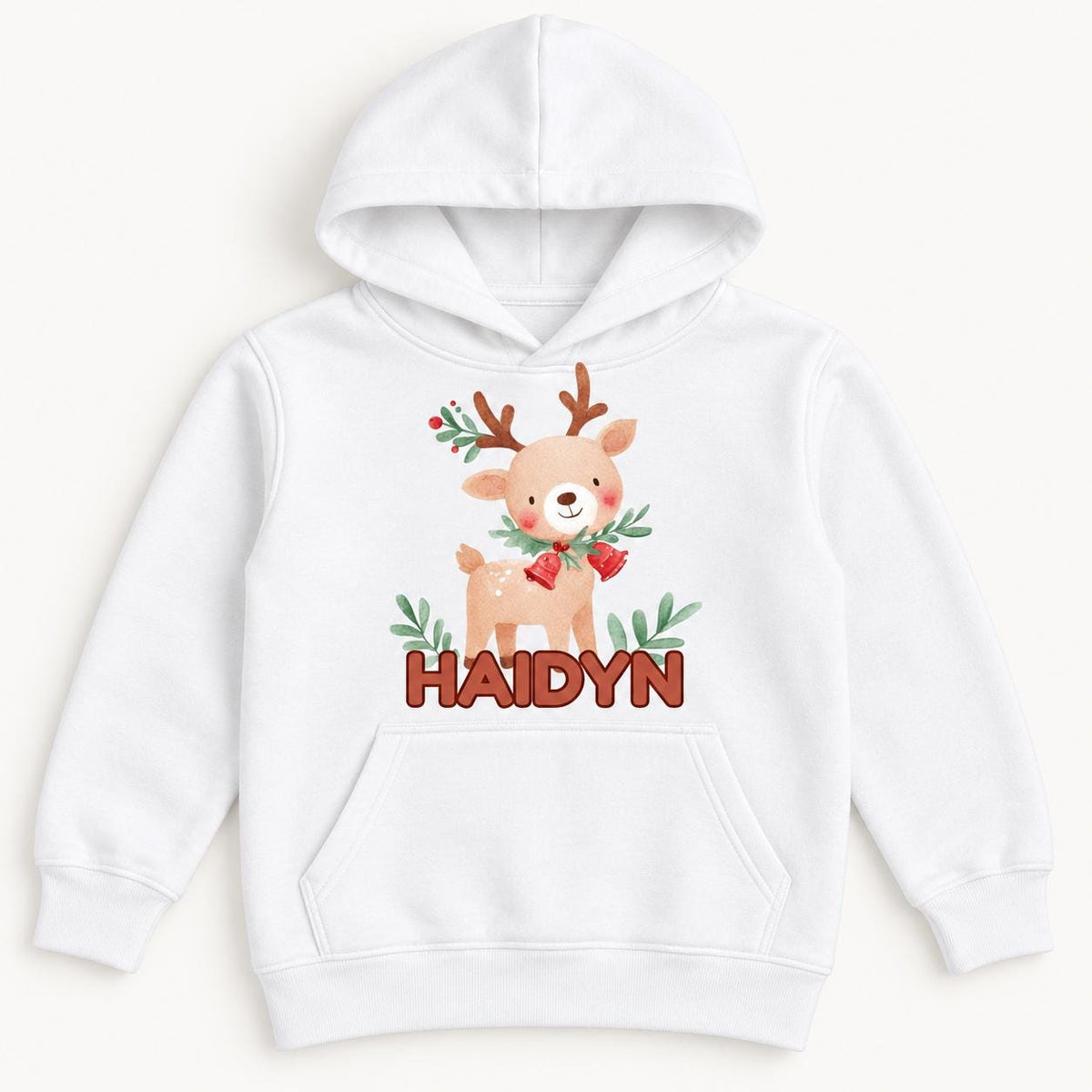 Personalized Christmas Reindeer — garment mockup or size chart