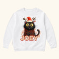 Personalized Santa Reindeer Cat — garment mockup or size chart