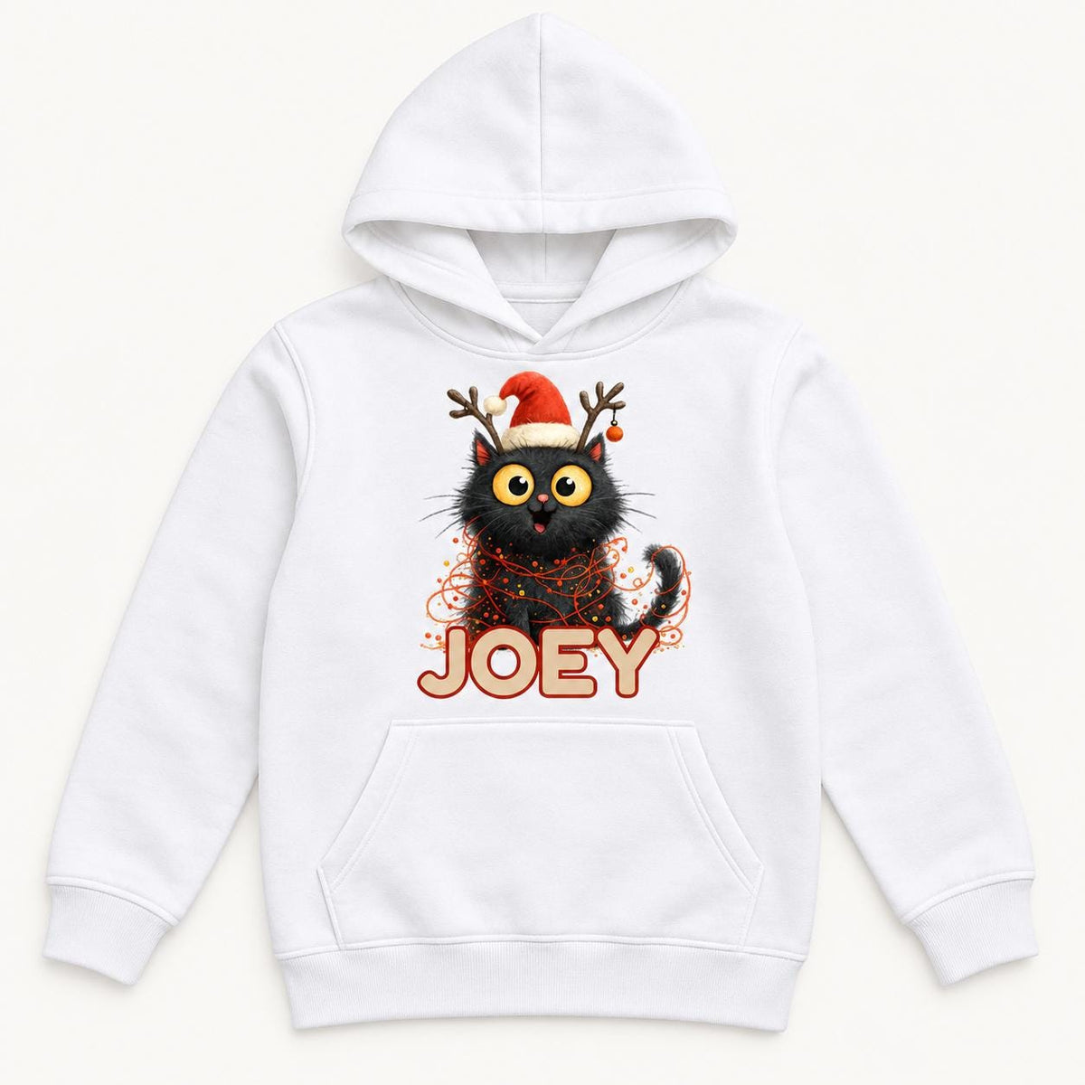 Personalized Santa Reindeer Cat — garment mockup or size chart