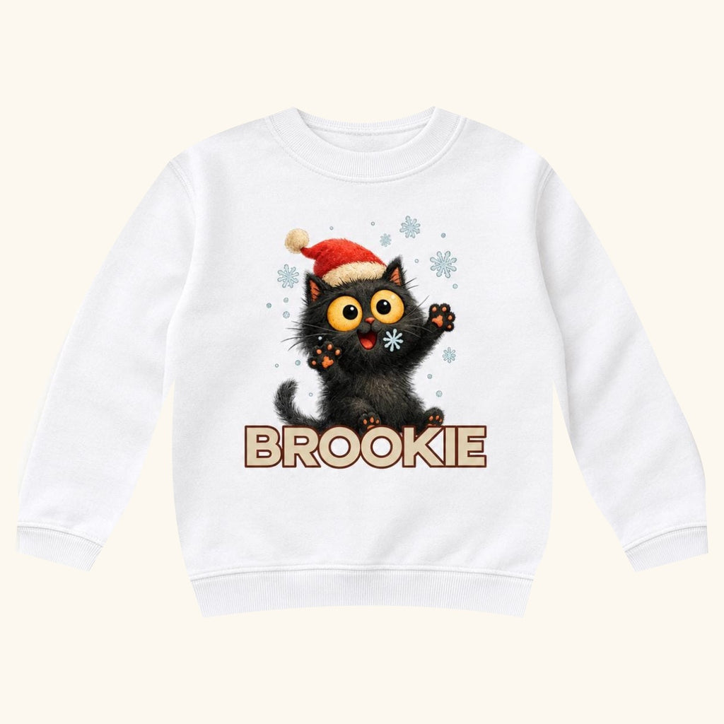 Personalized Christmas Snow Cat — garment mockup or size chart