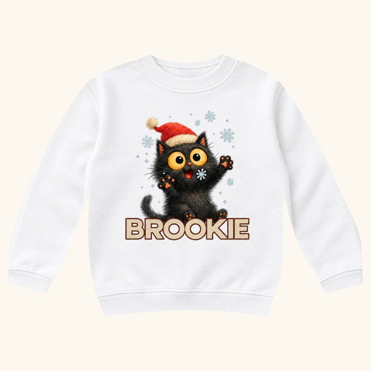 Personalized Christmas Snow Cat — garment mockup or size chart