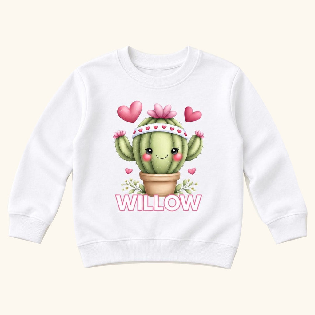 Personalized Cactus — Pink Hearts Succulent Custom Name Graphic — garment mockup or size chart