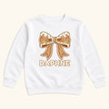 Personalized Gingerbread Bow — garment mockup or size chart
