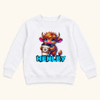 Personalized Highland Cow — Custom Name Colorful Cow with Daisy Coffee Cup — garment mockup or size chart