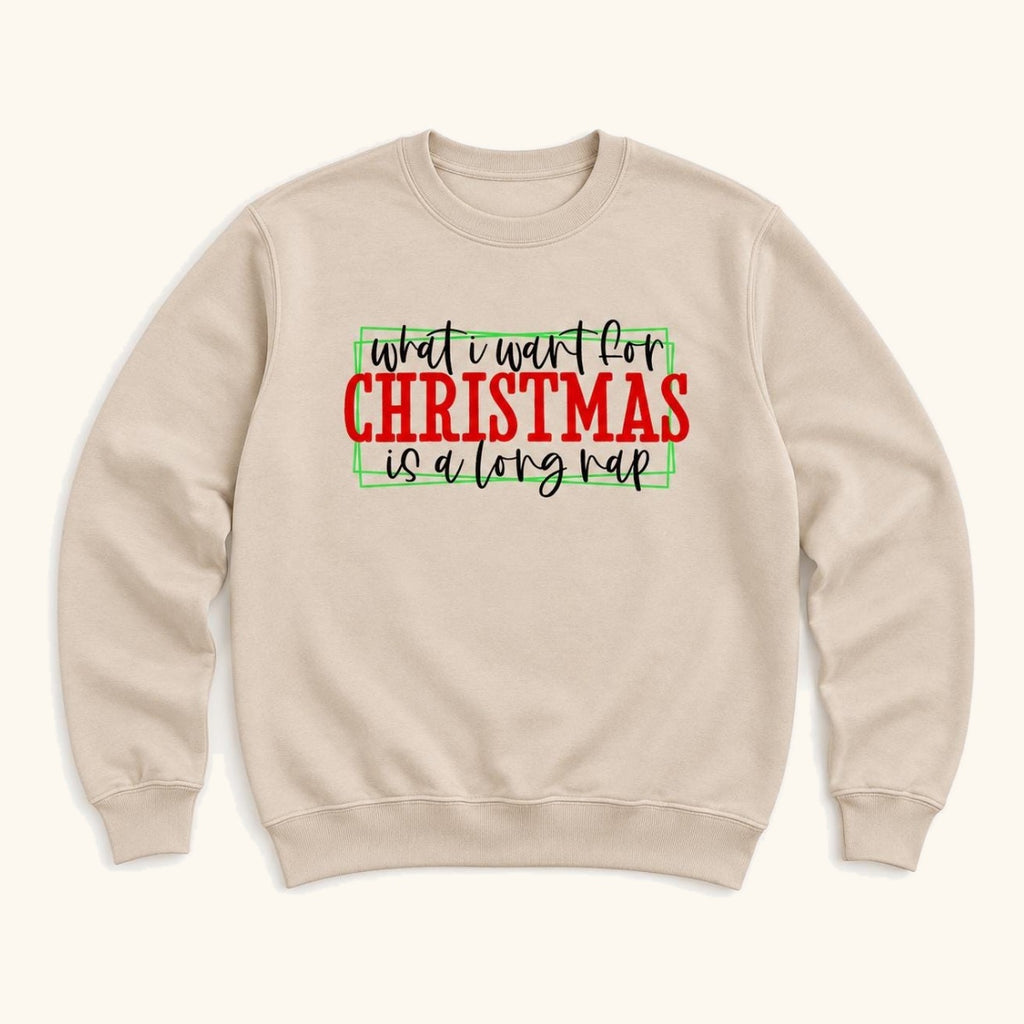 What I Want for Christmas Is a Long Nap — garment mockup or size chart