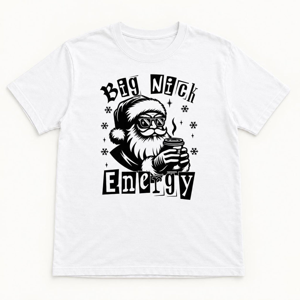 Big Nick Energy Christmas — garment mockup or size chart