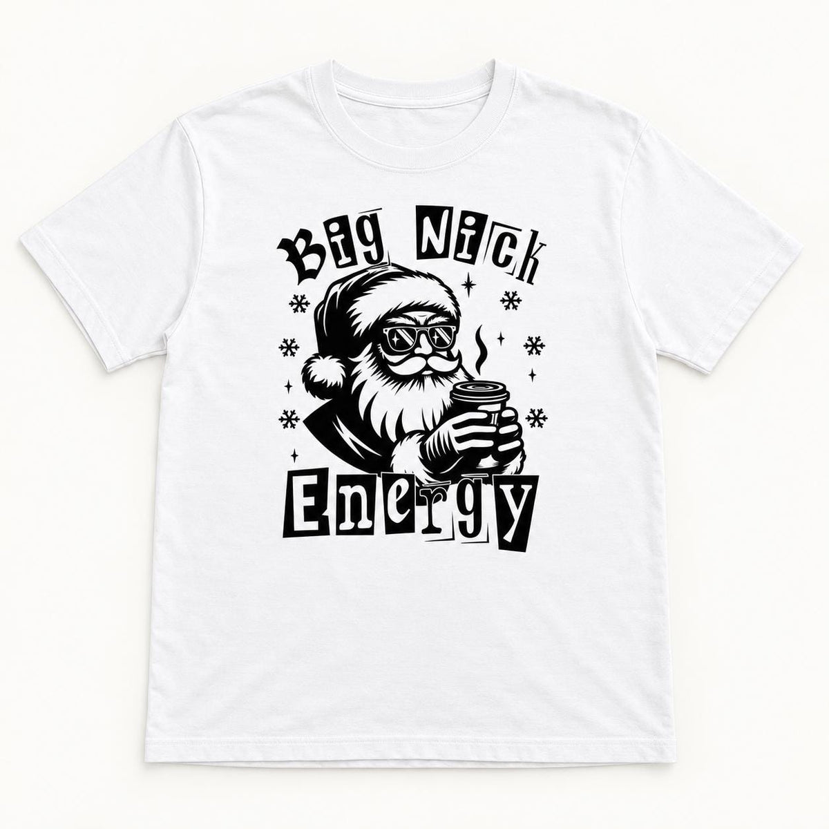 Big Nick Energy Christmas — garment mockup or size chart