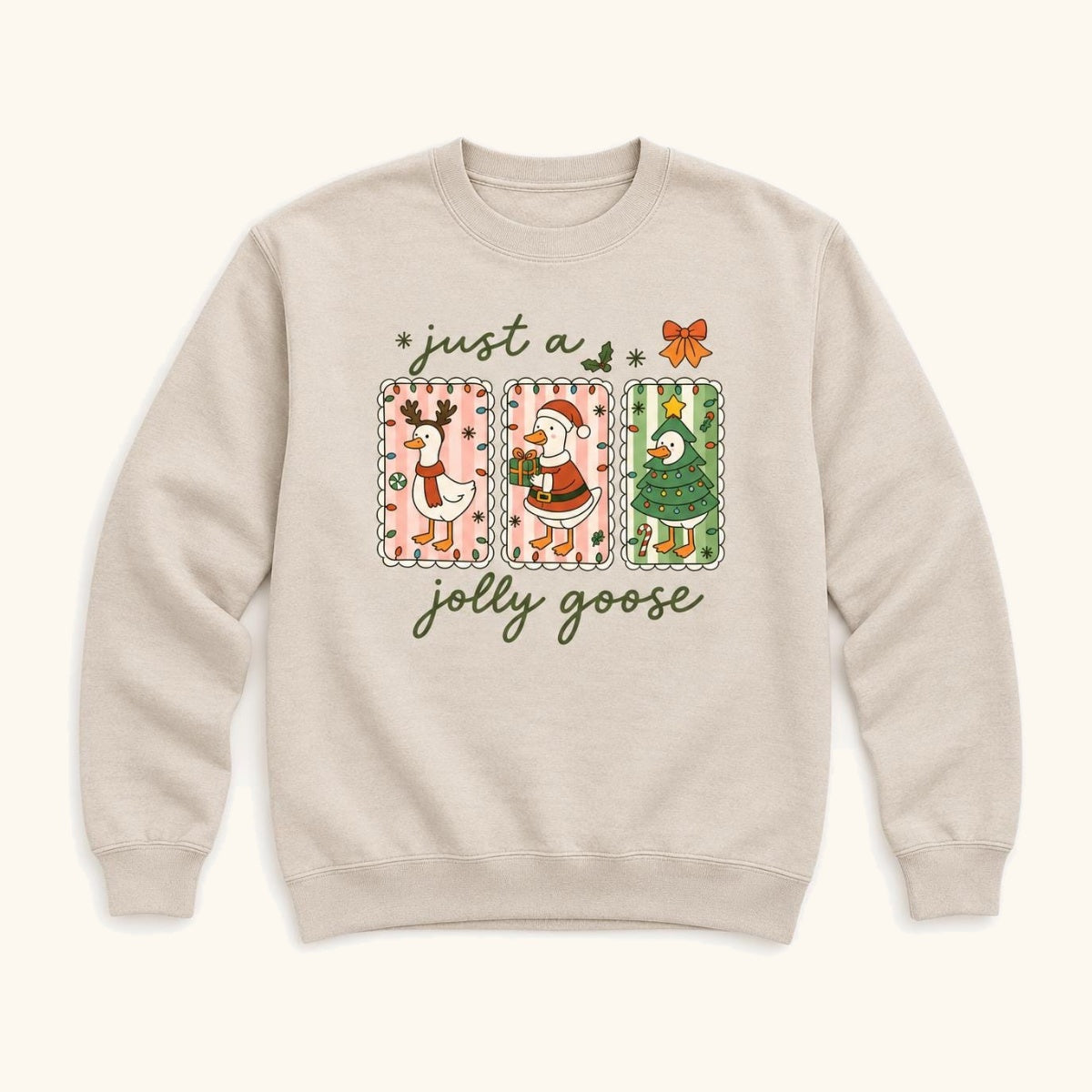 Just a Jolly Goose Christmas — garment mockup or size chart