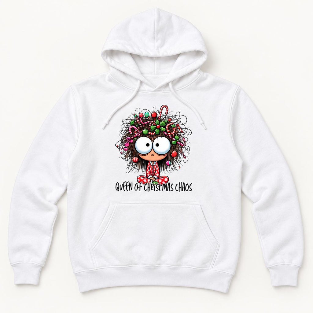 Queen of Christmas Chaos — garment mockup or size chart