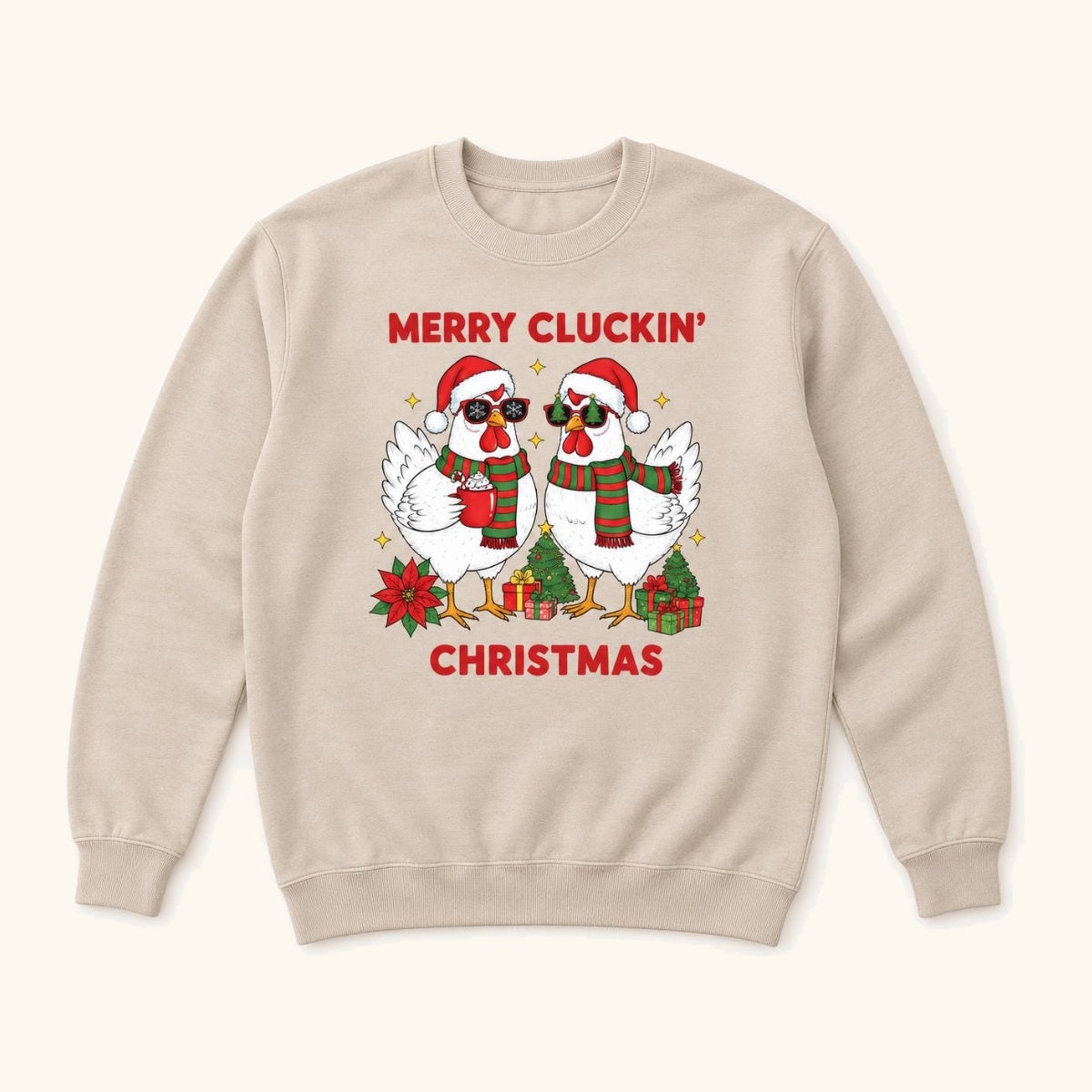 Merry Cluckin Christmas — garment mockup or size chart