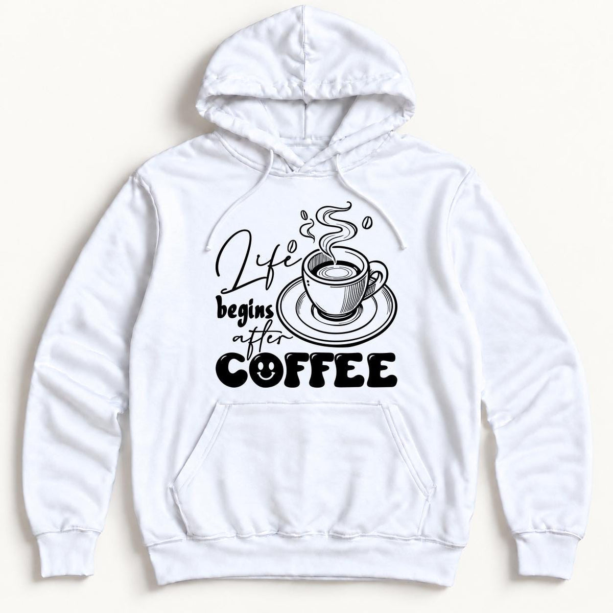 Life Begins After Coffee — garment mockup or size chart