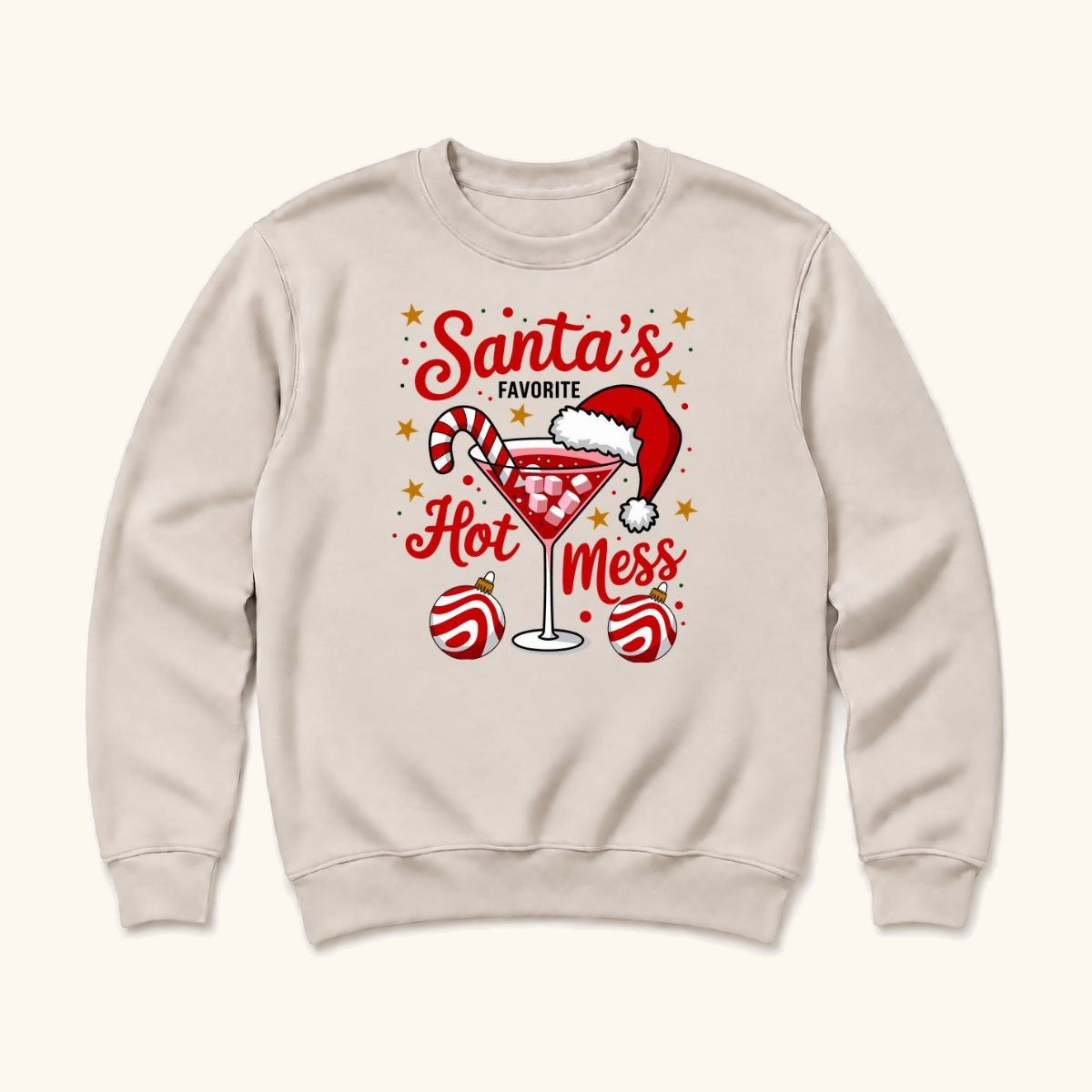 Santa's Favorite Hot Mess — garment mockup or size chart