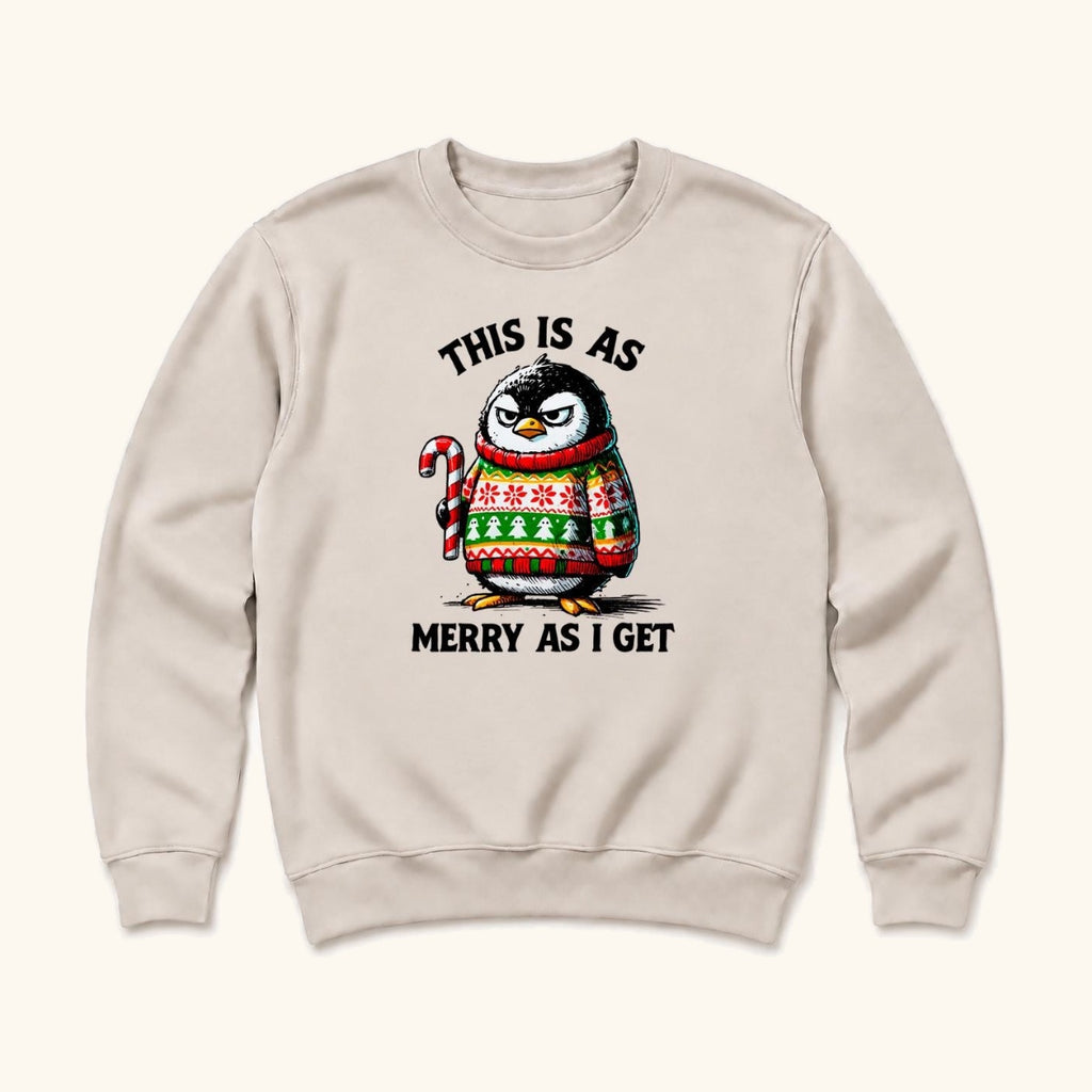 This Is As Merry As I Get Penguin — garment mockup or size chart