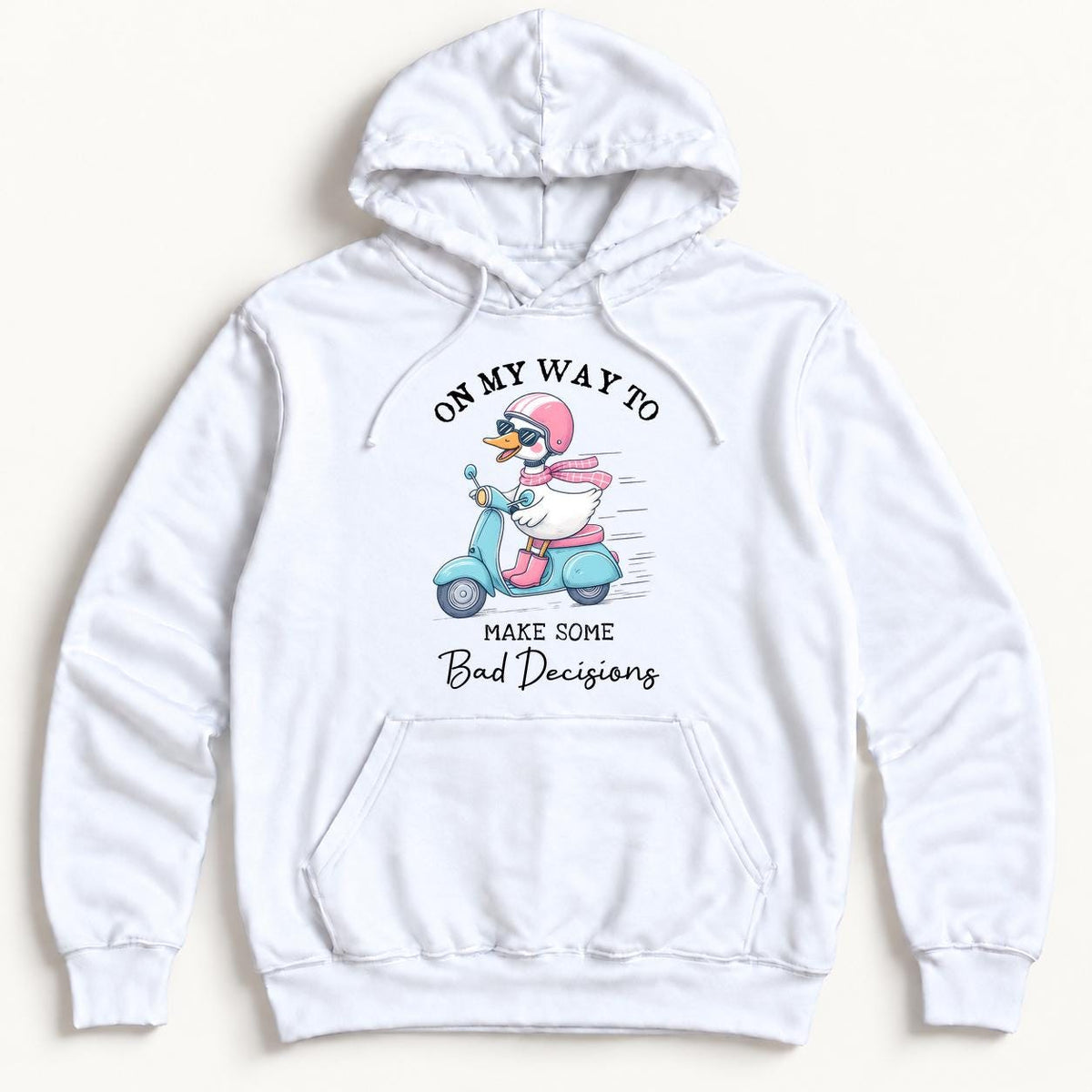 Bad Decisions Goose — garment mockup or size chart