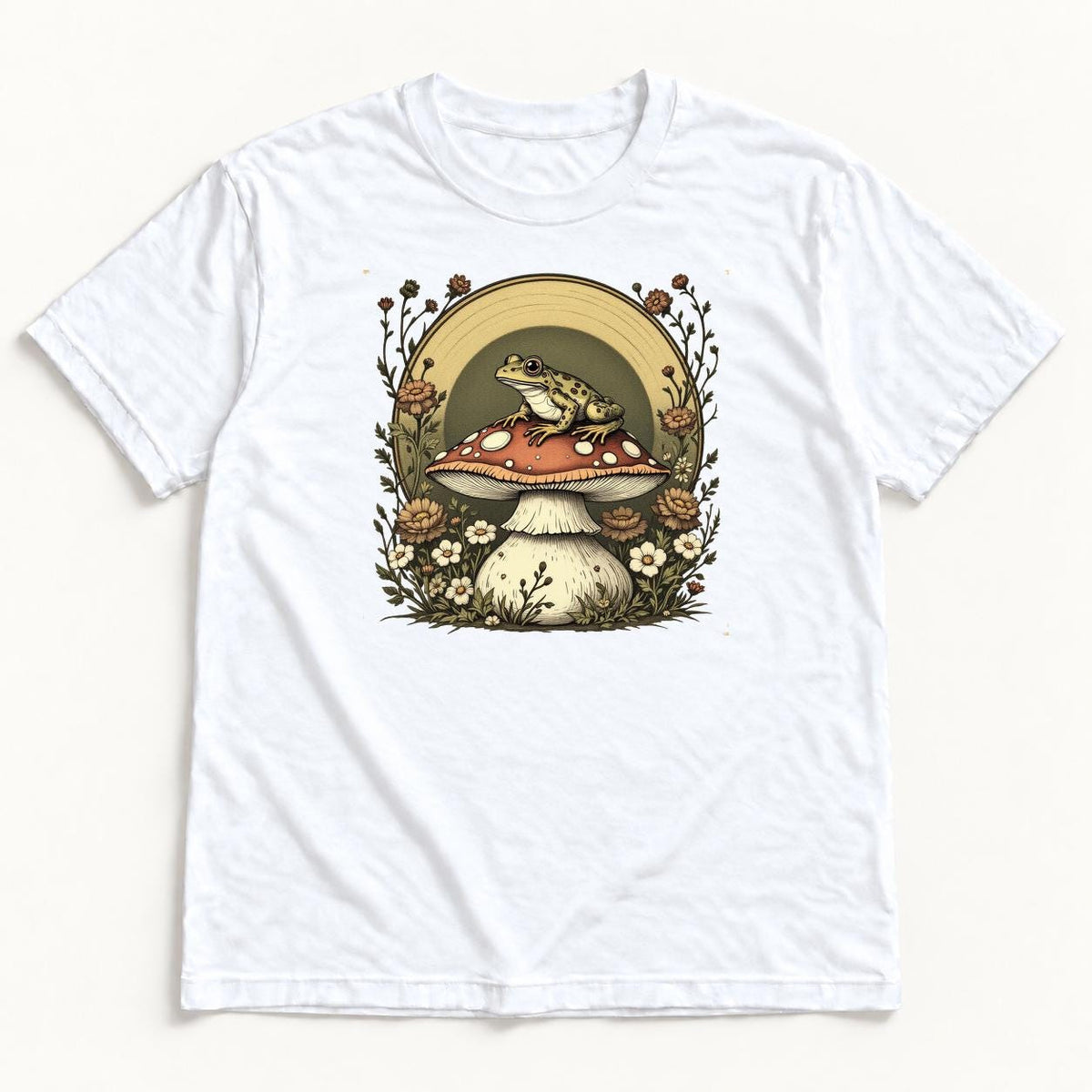 Frog on Mushroom — garment mockup or size chart