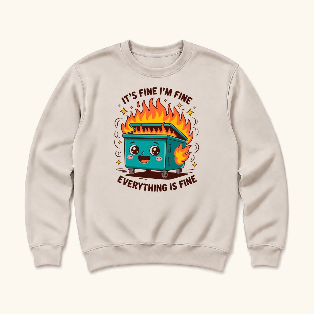 It's Fine I'm Fine Everything Is Fine — garment mockup or size chart