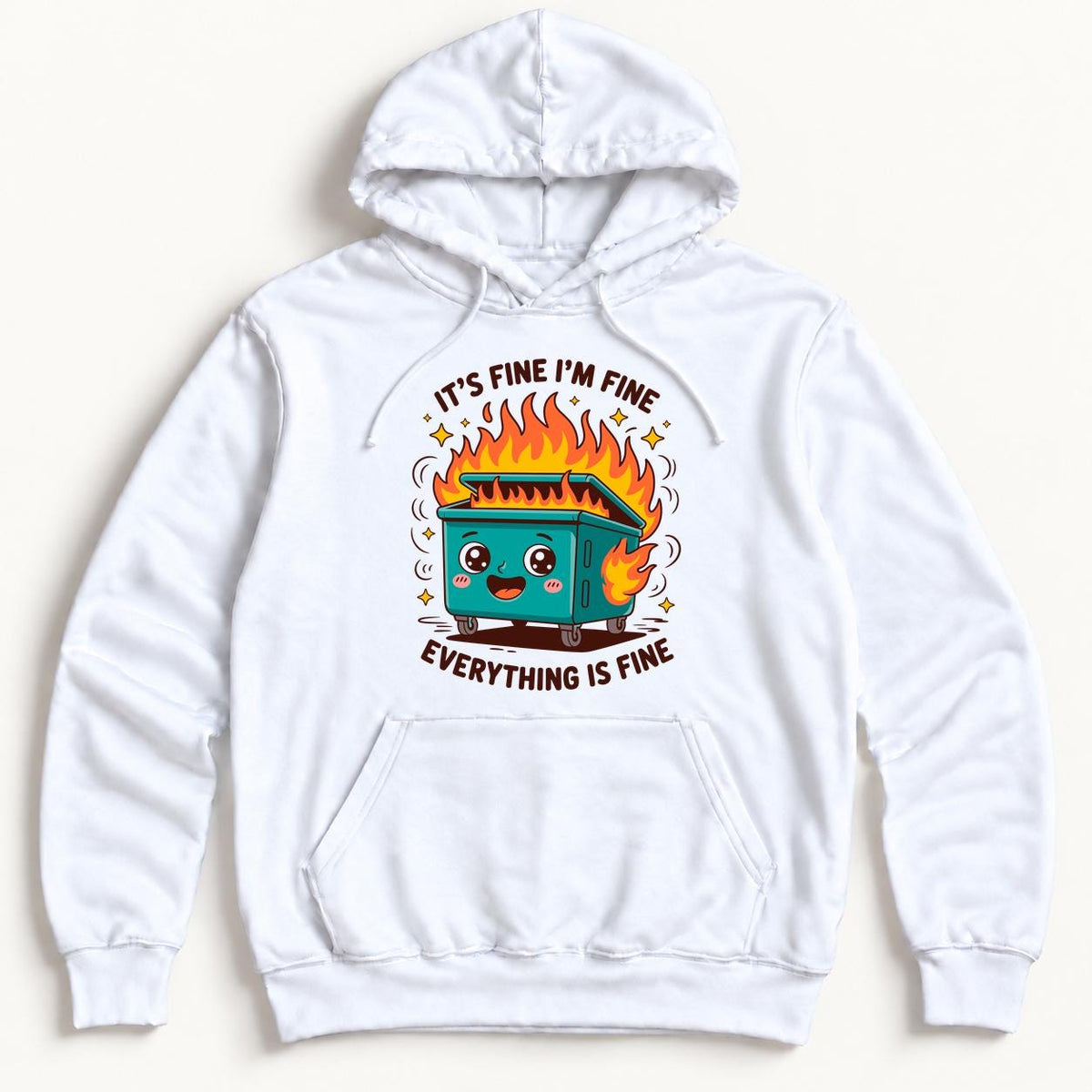 It's Fine I'm Fine Everything Is Fine — garment mockup or size chart