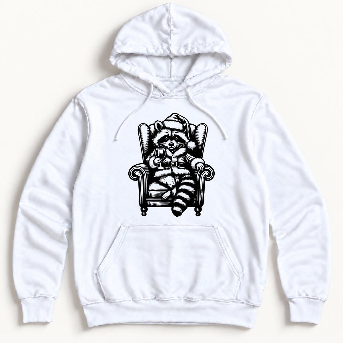 Santa Raccoon — garment mockup or size chart