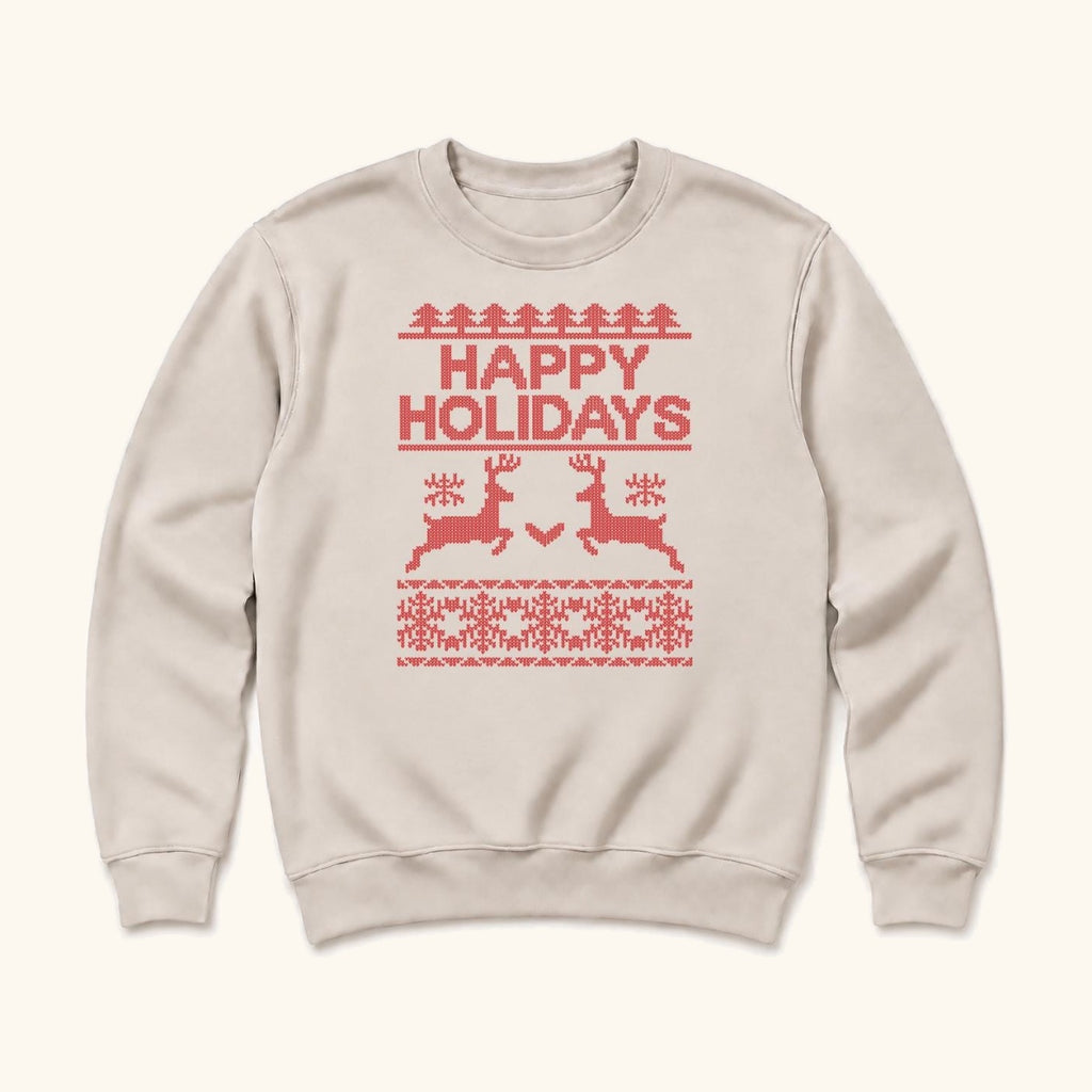 Happy Holidays Reindeer — garment mockup or size chart