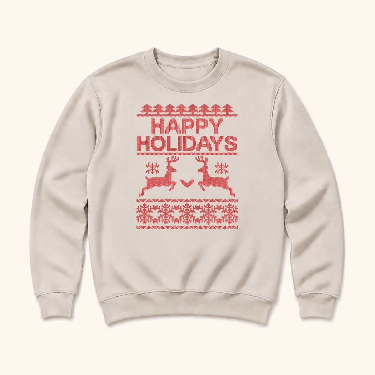 Happy Holidays Reindeer — garment mockup or size chart