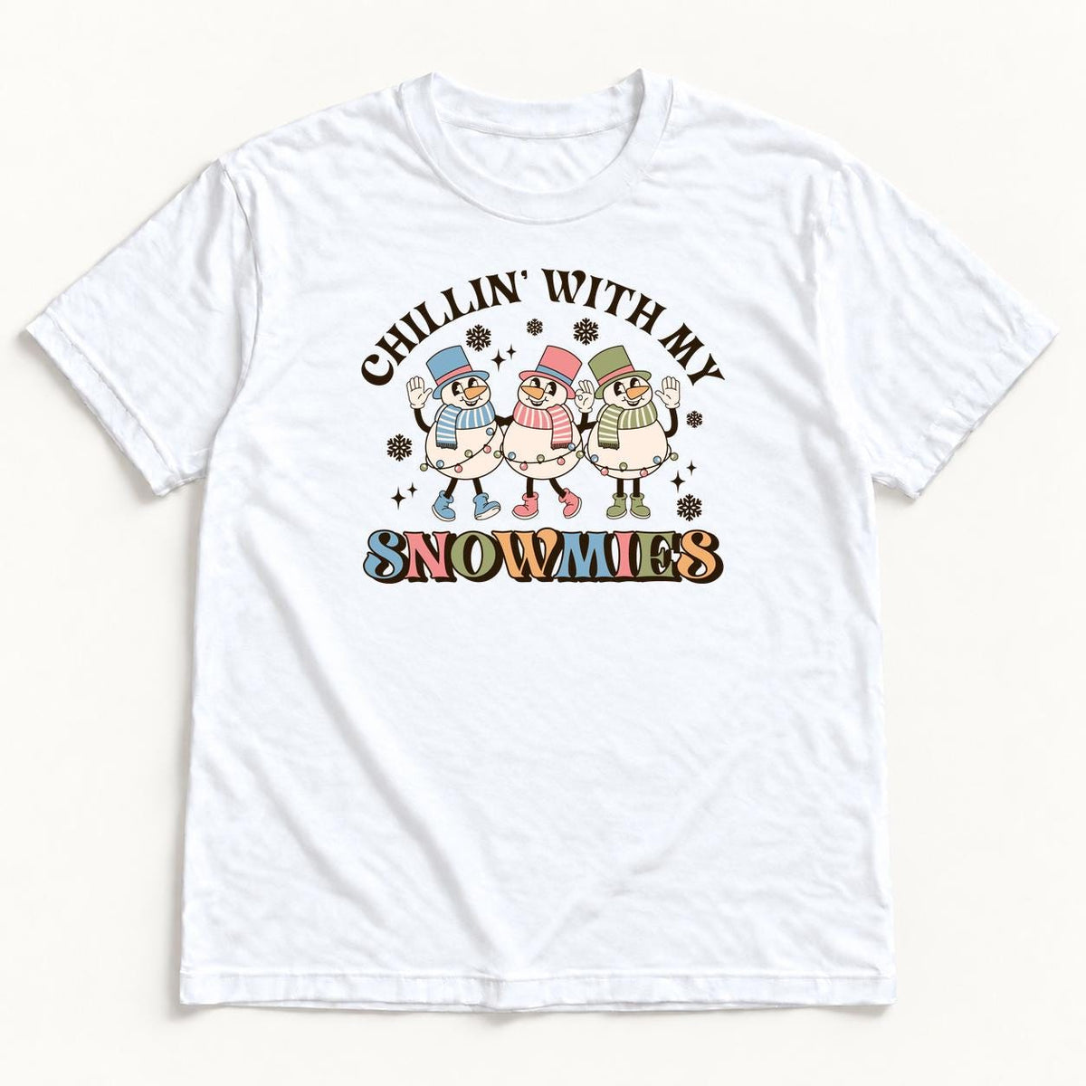 Chillin' With My Snowmies — garment mockup or size chart