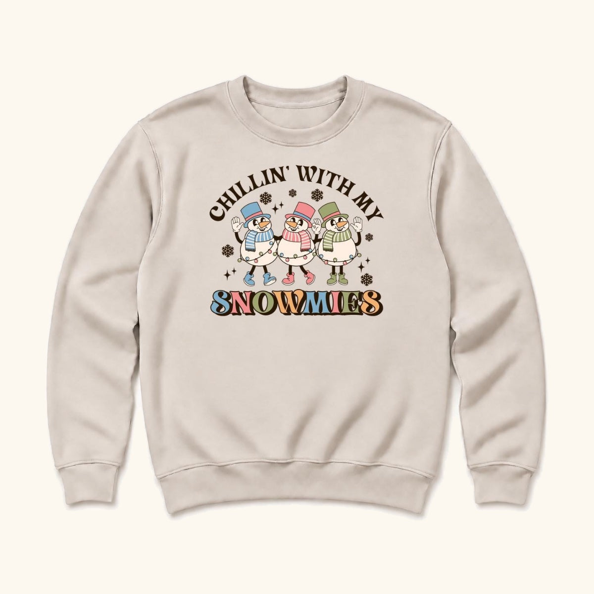Chillin' With My Snowmies — garment mockup or size chart