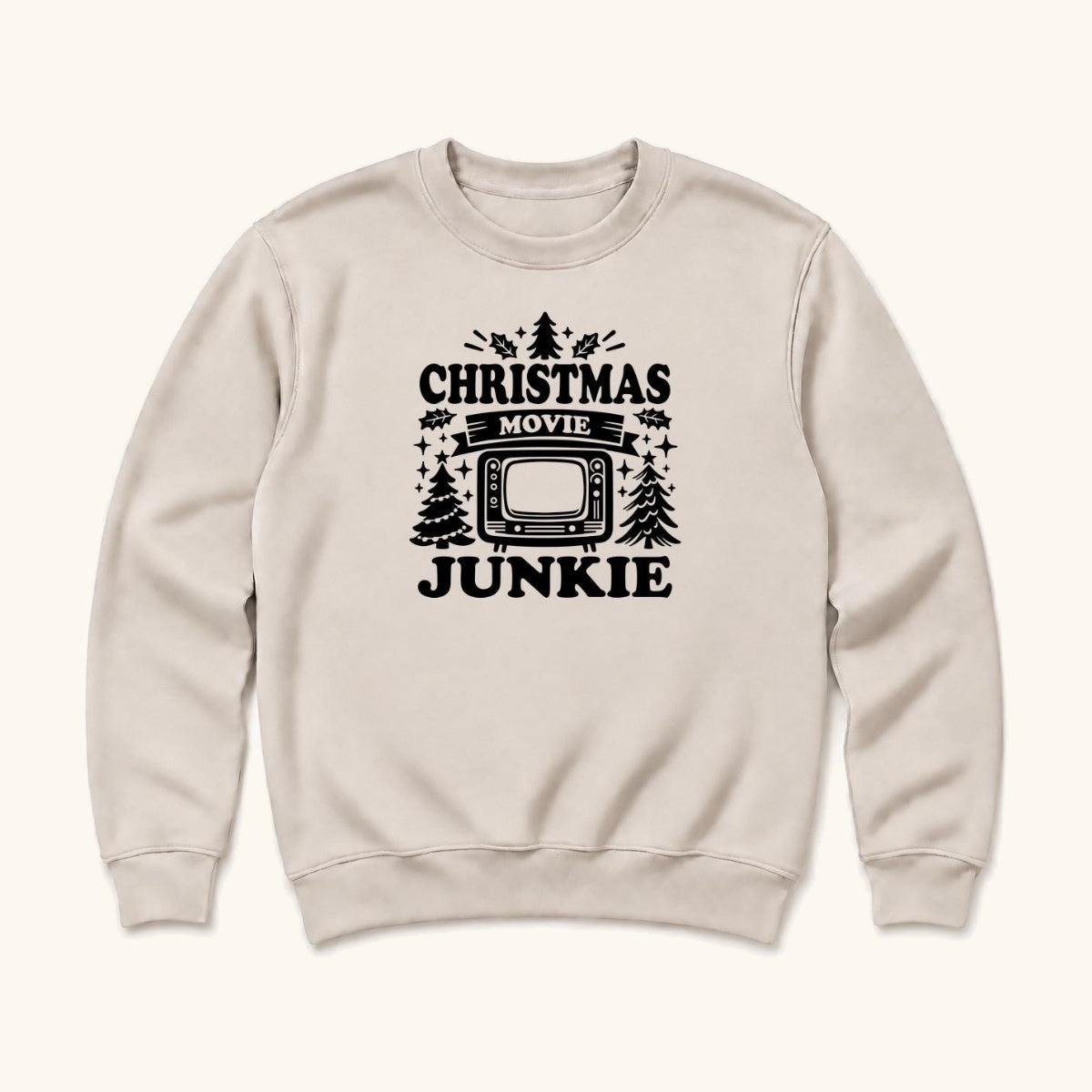 Christmas Movie Junkie — garment mockup or size chart
