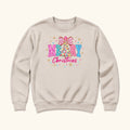 Merry Christmas Pink Leopard Bow — garment mockup or size chart
