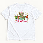 Merry Christmas Tree and Leopard Bow — garment mockup or size chart