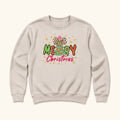 Merry Christmas Tree and Leopard Bow — garment mockup or size chart